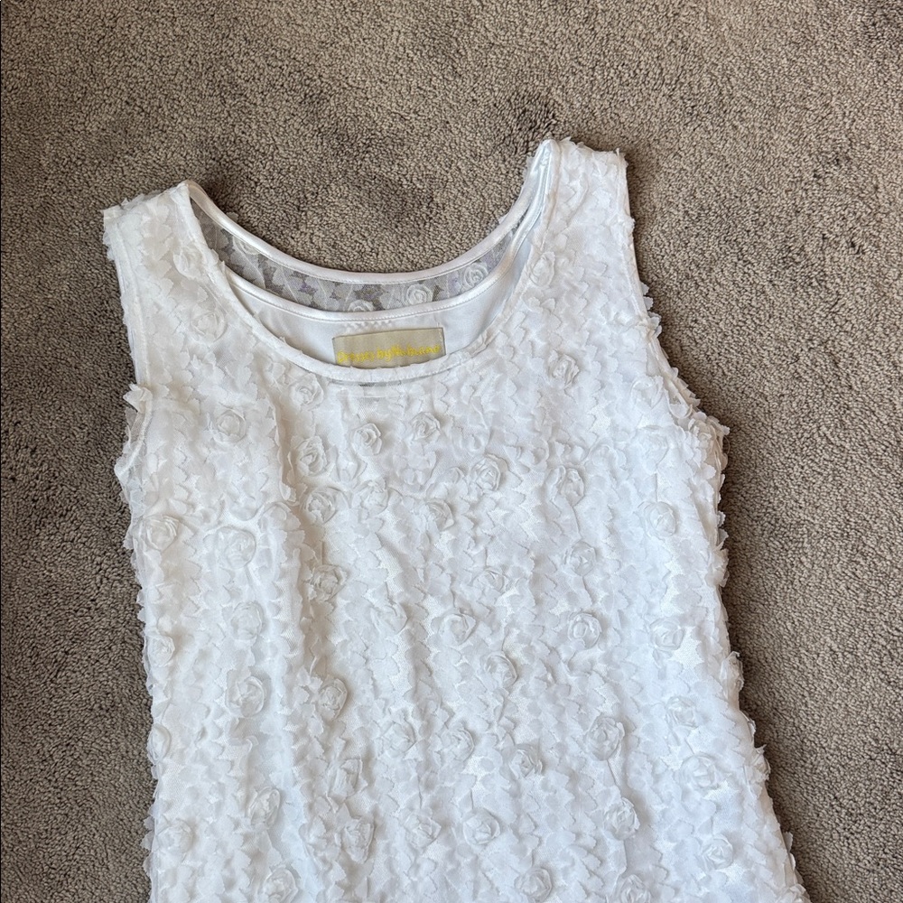 Dresses by Nubiano White 3D Floral Rosette Dress & Shrug Bolero Set Size 14 - Picture 3 of 11